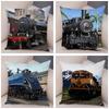 Pillowcase Vintage Style Steam Train  Decor Retro Colorful Car Cushion Cover