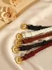 Fashion Ladies Braided Leather Belt Skinny Woven Waist Belt Gold Pin Buckle Casual Decorative Waistband For Dresses Pants