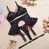 Sexy bra perspective polka dot mesh contrasting color erotic underwear set women