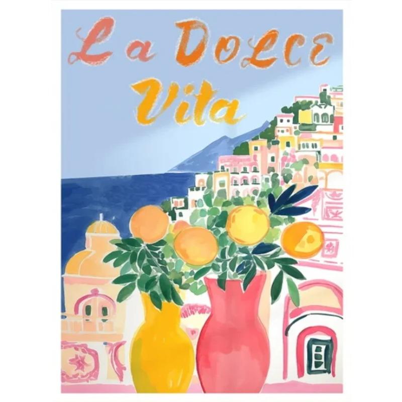 La Dolce Vita Wandposter Druck Für Schlafzimmer Wohnzimmer Heimdekoration Italien Küstenlandschaft Leinwandbild Zitrone Orange Wandkunst