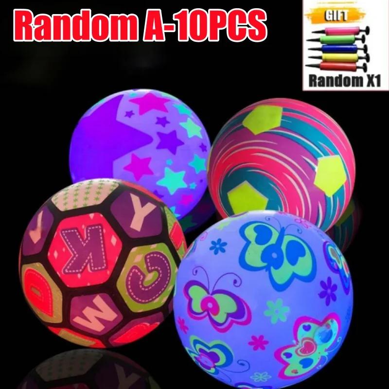 Inflatable LED Luminous Football Toy 20CM PVC Childrens Ball Outdoor Glowing Dark Light Up Sports Beach