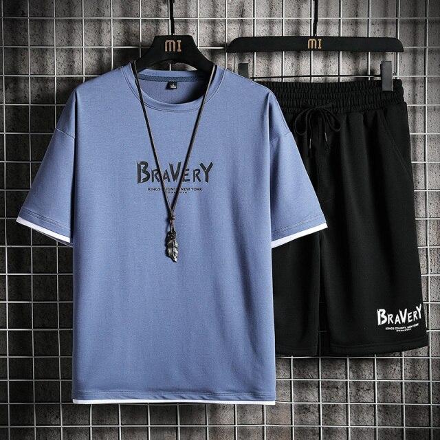 Herrset Sommarset Sport Träningsdräkt Herr Joggingdräkter Två Delar Hip Hop Streetwear