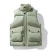 Men's Stand Collar Quilted Puffer Vest Snap Button Zip Up Sleeveless Padded Jacket With Pockets Thick Winter Outerwear