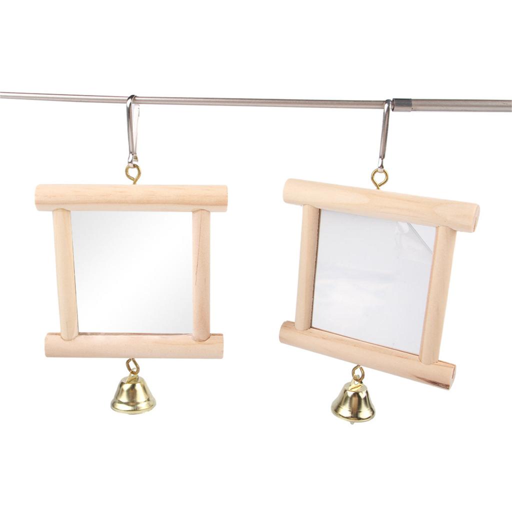 Bird Reflective Mirror Toy Small Parrot Mirror Parrot Cage Toy with Small Bells Pet Cage Interactive Mirror Supplies