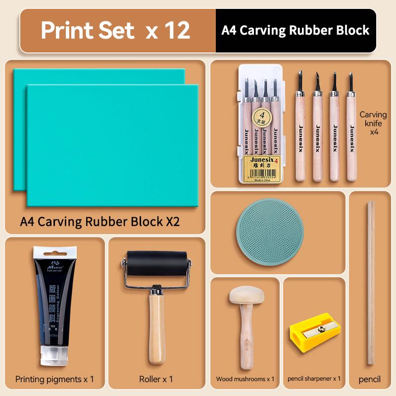 3mm Soft Carving Rubber Block Printmaking Stamp Blocks Kit Sheet A3/A4/A5 Printing Board Plate Making Linoleum Art Starter Tool