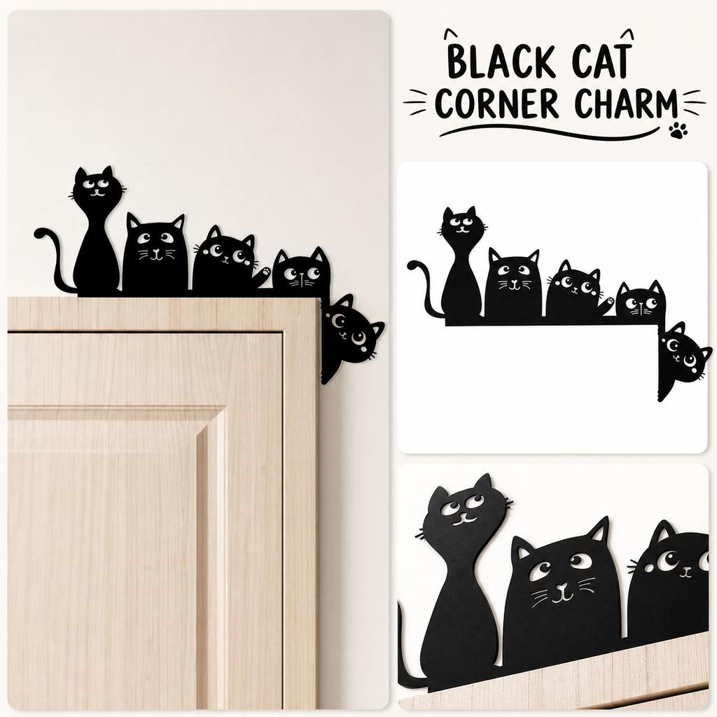 Metal Cat Door Frame Decoration Five Cats Cartoon Style Iron Art Indoor Door Top Ornament Festive Door Corner Accent 20x13 Small Size