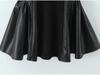 2025 Autumn European Style Women's PU Leather Patchwork Slimming Camisole Dress