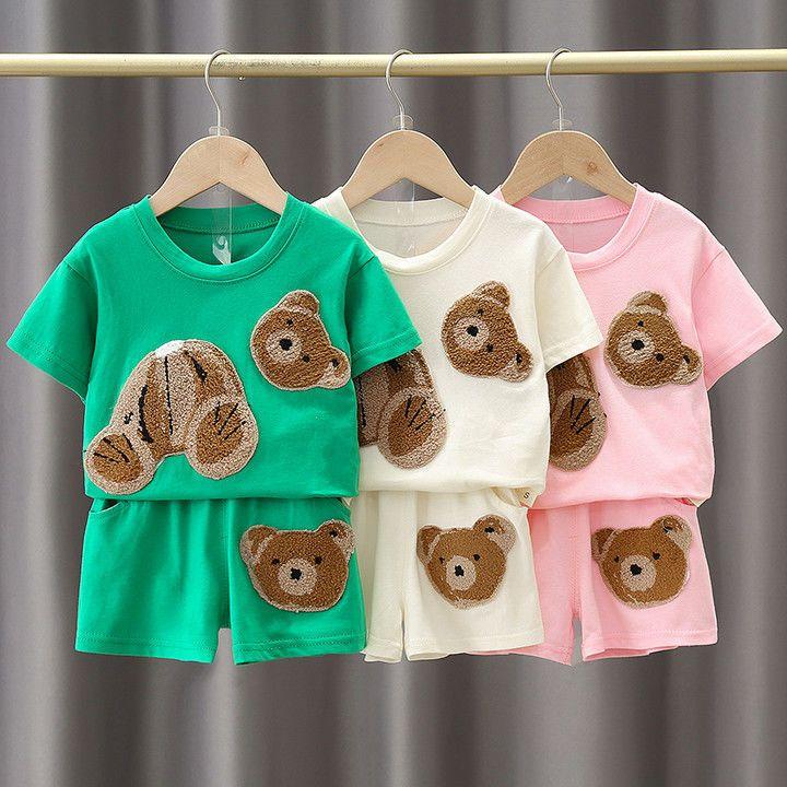 Girls' Set Summer Clothes Baby Two-piece Set Casual Cartoon Short Sleeved Children's Sportswear Trendy