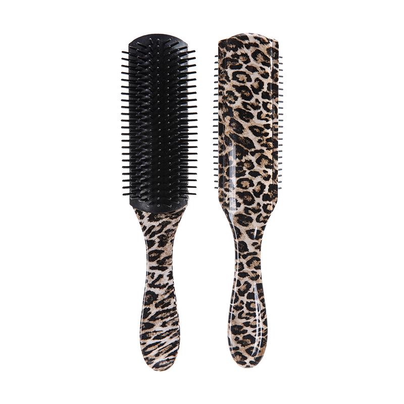 Colorful Leopard Print Nine-Row Comb with Fluffy Texture and Flower Design