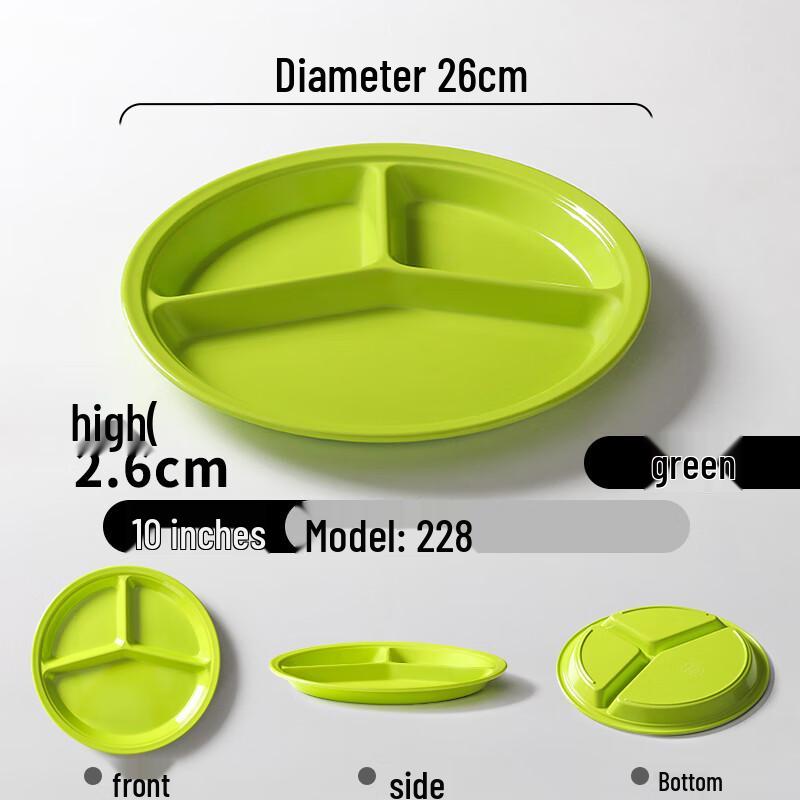 Melamine Round 3-Compartment Deep Canteen Plate