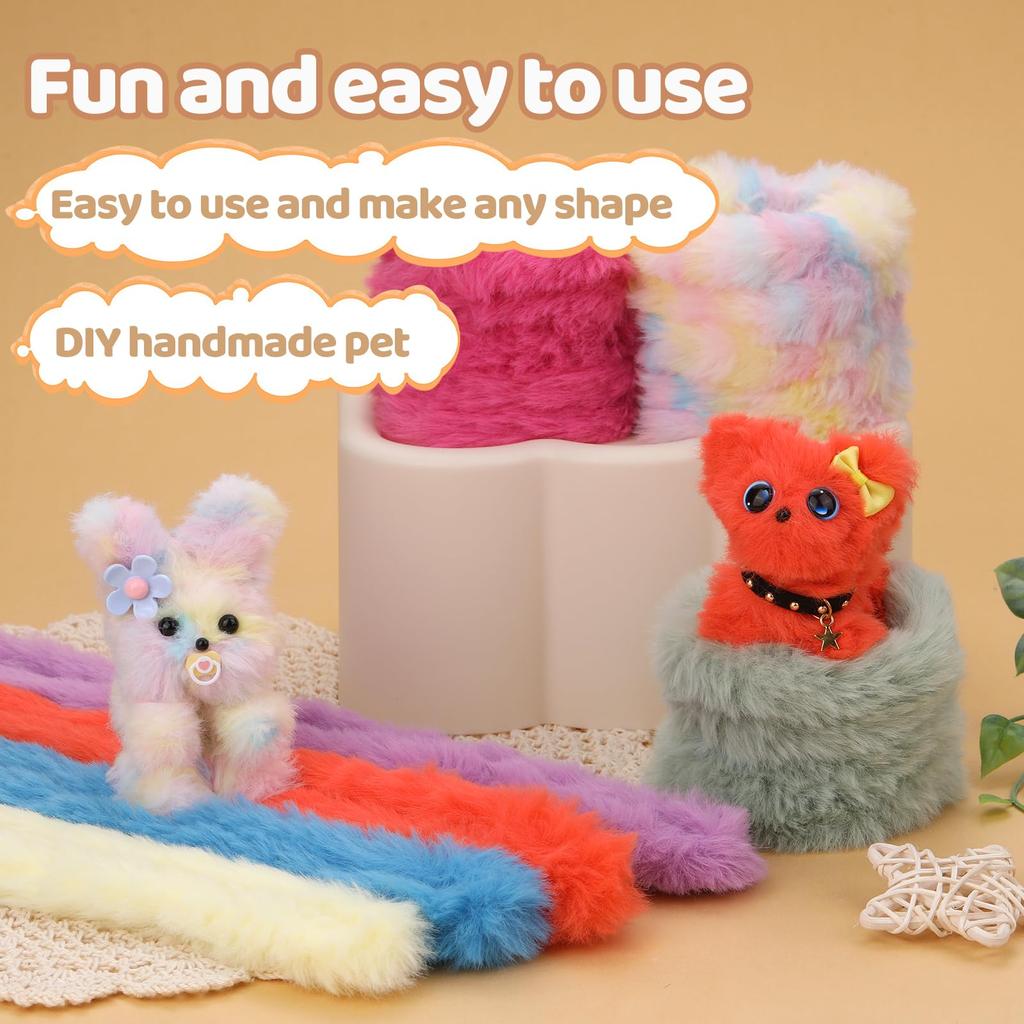 Fenrry 12Pcs Jumbo Fur Pipe Cleaners Craft Cleaners Chenille Stems Pipe for Beginners DIY Arts Craft Decorations