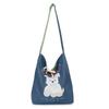 2025 new underarm shoulder bag cute puppy canvas bag female retro denim bag student class bag