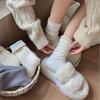 Thick, Warm, Soft and Fluffy Fleece Mid-calf Socks for Autumn and Winter, Solid Color Sweet Pile Socks, Versatile for Women