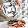Multifunctional 304 Stainless Steel Kitchen Food Preparation Tray 5 Grid Fall-resistant Snack Tray Round Side Dishes Tray Fruit