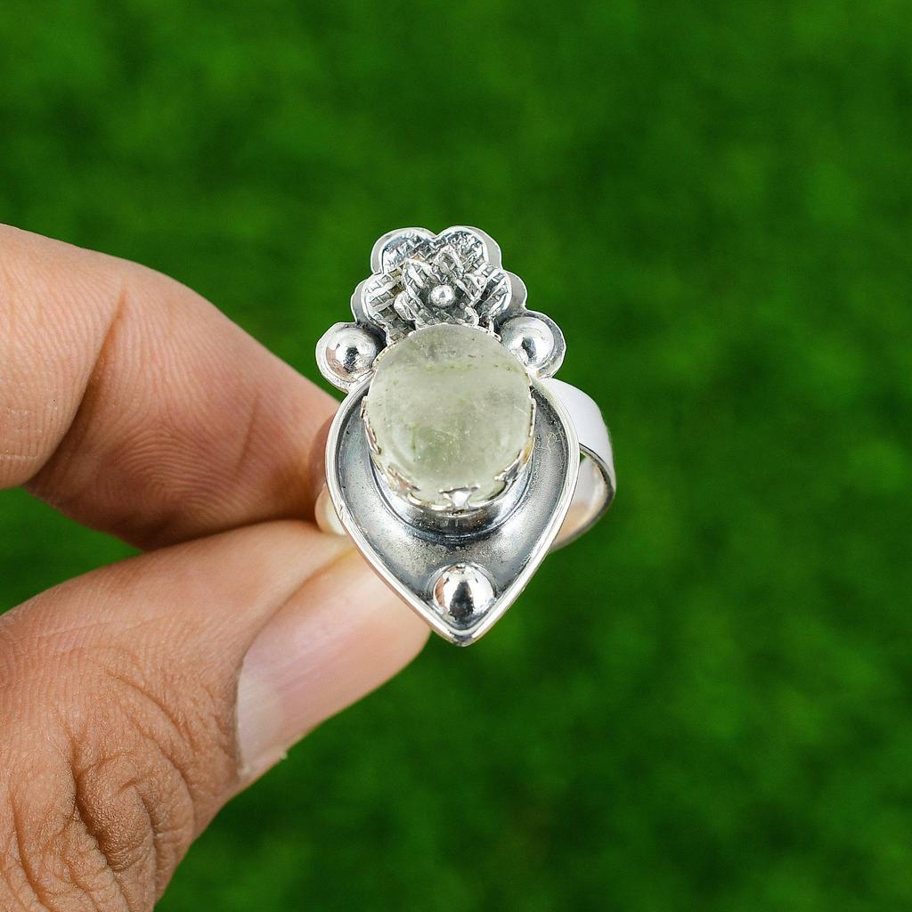 Natural Moonstone Gemstone Stackable Adjustable Ring 925 Silver For Women