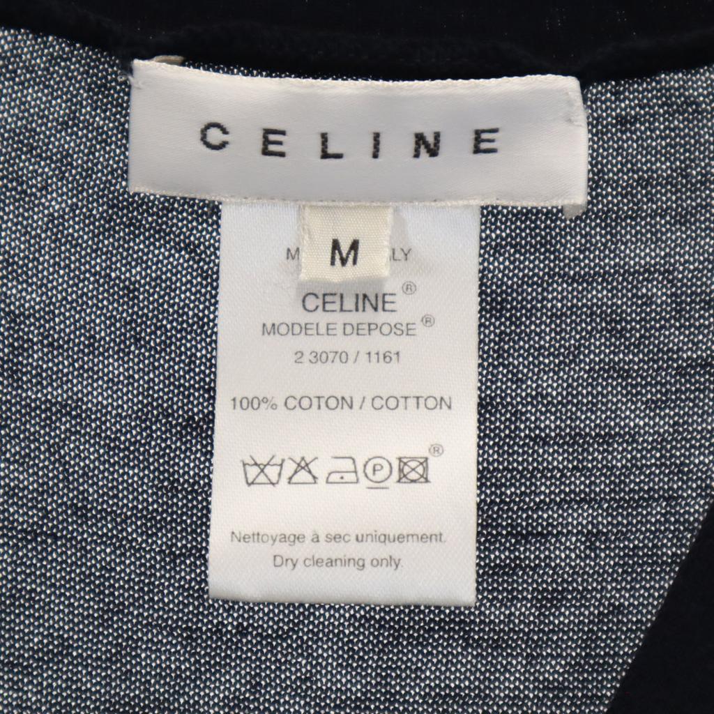 CELINE made in Italy Short sleeve V neck Knit vest M Navy Women Used