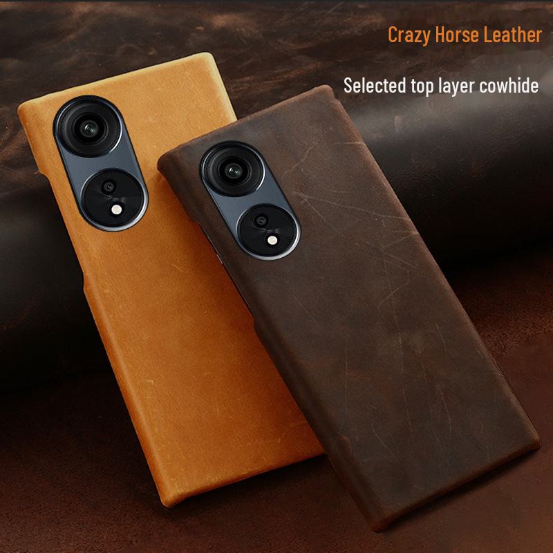 Honor Play 40 mobile phone case: Crazy Horse Leather Half-Cover, Genuine Leather Protective Cover for Play 30Plus and 20Pro.