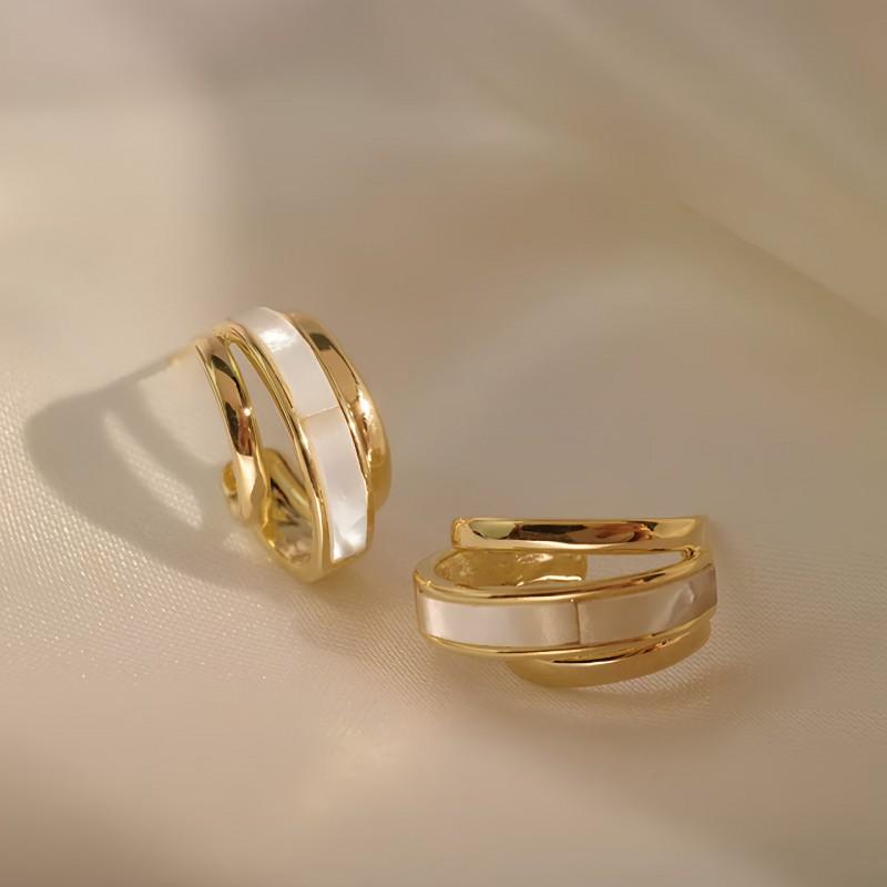 Womens Cross Shell Zircon Earrings Needle Luxury Versatile Jewelry