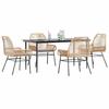 VidaXL Garden Dining Set Cushions 5pcs Brown Poly Rattan Glass, Outdoor Dining Set, Furniture of 3334474