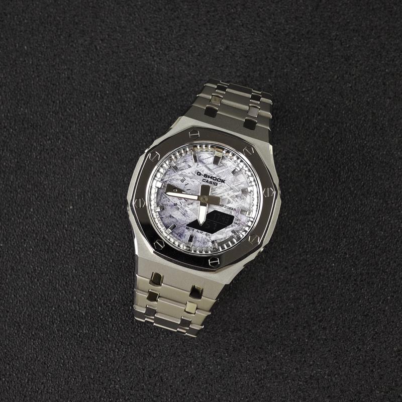 Casio Customized Watch Modified Series 200 Meters Waterproof Quartz Steel Strap Same Style for Men and Women Gray Dial GA- GA-2100-1A1