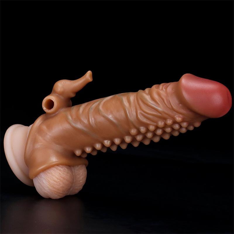 Spike Sleeve Male Penis Sleeve Lengthened and Enlarged Hollow and Thick Glans Cap Fun To Extend Silicone Long-lasting Penis Sleeve