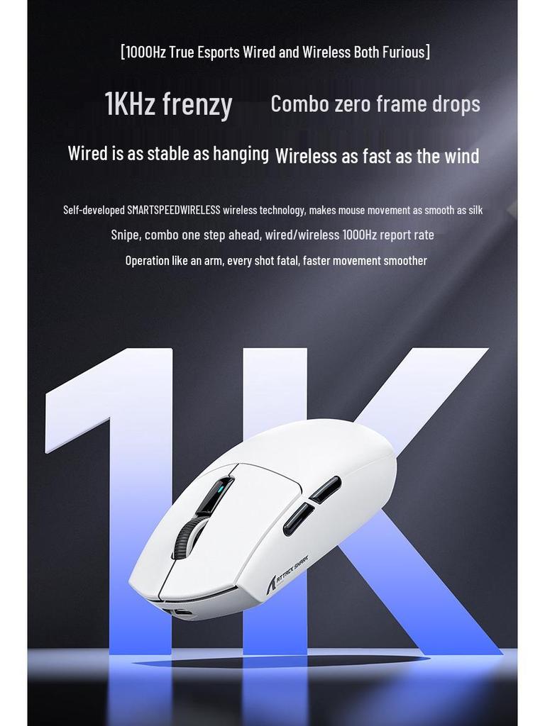 ATTACK SHARK G3PRO Kablosuz Hafif RGB Oyuncu Mouse'u Bluetooth ve Şarj Yuvası ile