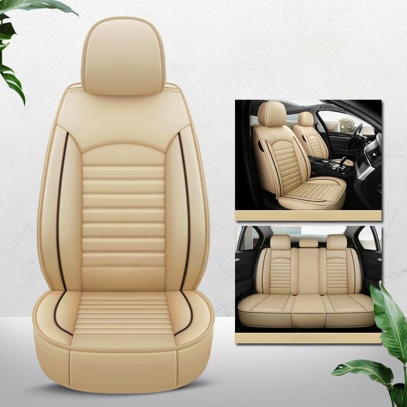 5-Seat Car Seat Covers + Headrest Pillow, Curved PU Leather, Light Luxury, Comfortable, Breathable, Simple and Stylish Car Seat Cushions