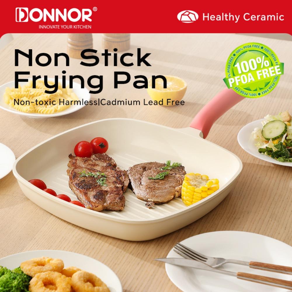 DOONOR Nonstick Frying Pan Griddle Grill Pan Non-Stick Cookware for All Hob Types Easy Clean Steak Frying Pan Omelette Pan