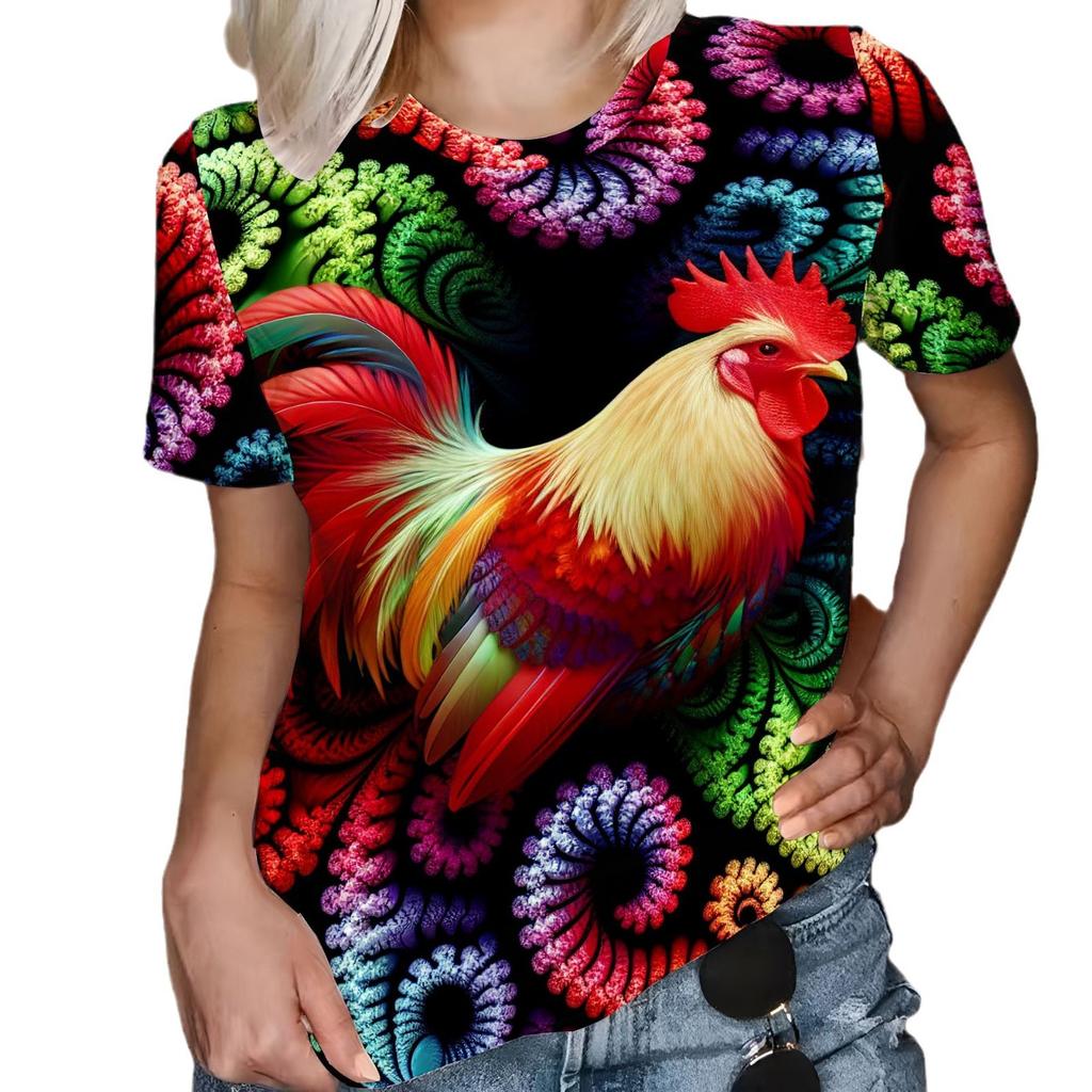 Horse Women's T-Shirts Funny Animal Pattern 3D Print O-Neck Short Sleeve T Shirt Harajuku Top Oversized Y2k Tees Female Clothing