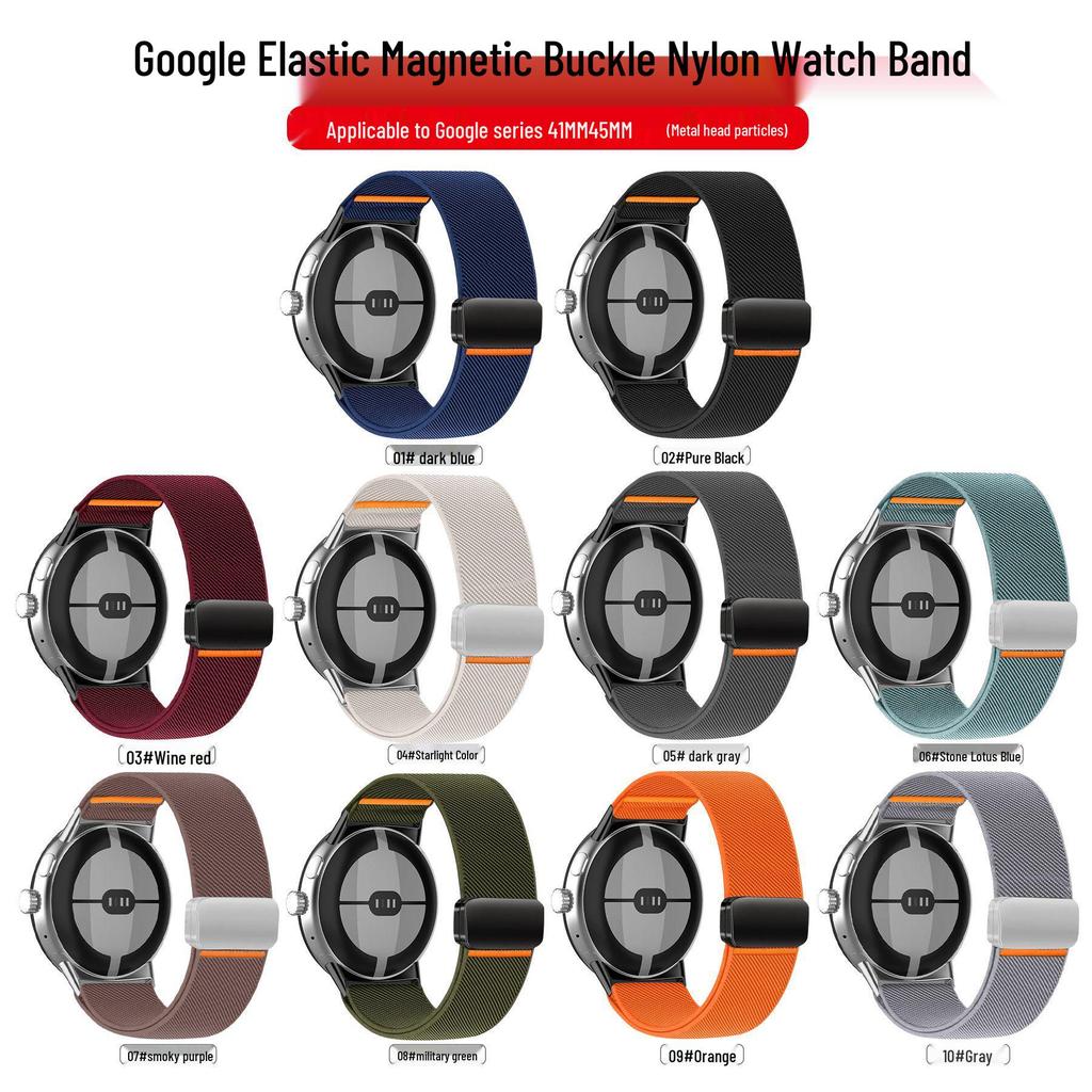 Google Elastic Nylon Buckle Strap for 41MM/45MM Watches
