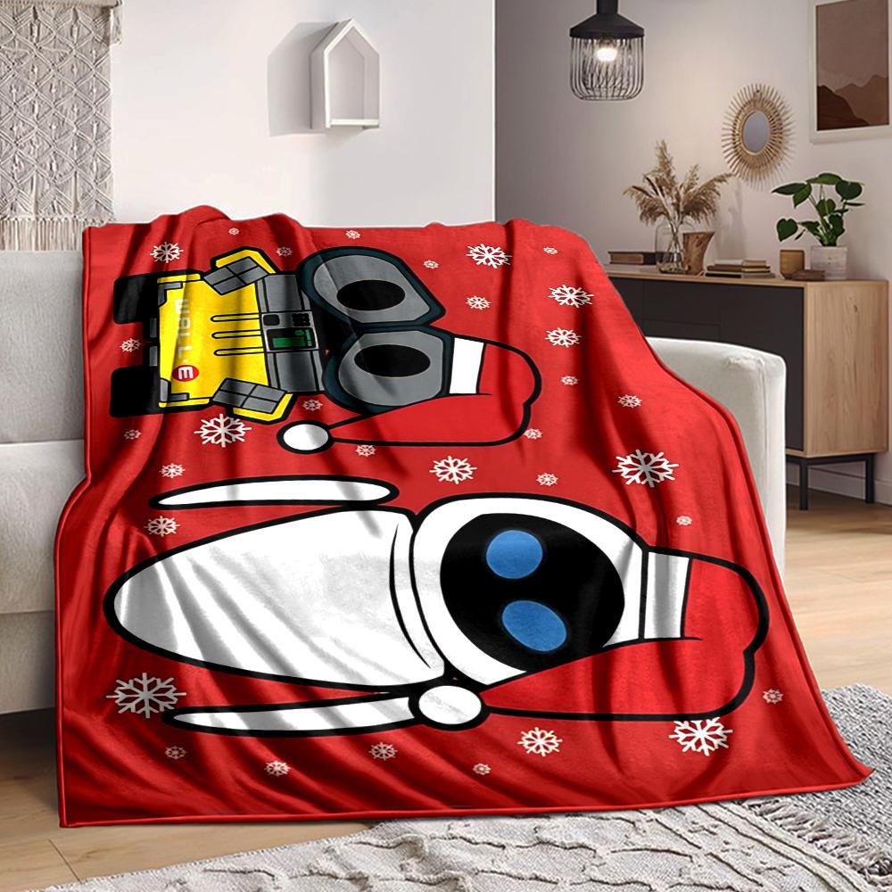 1Pc Christmas Robots Flannel Fleece Blanket Soft Warm Throw Blanket for Sofa Bed Couch Home Decor Lightweight Travel Nap Blanket Xmas Gift Q1754