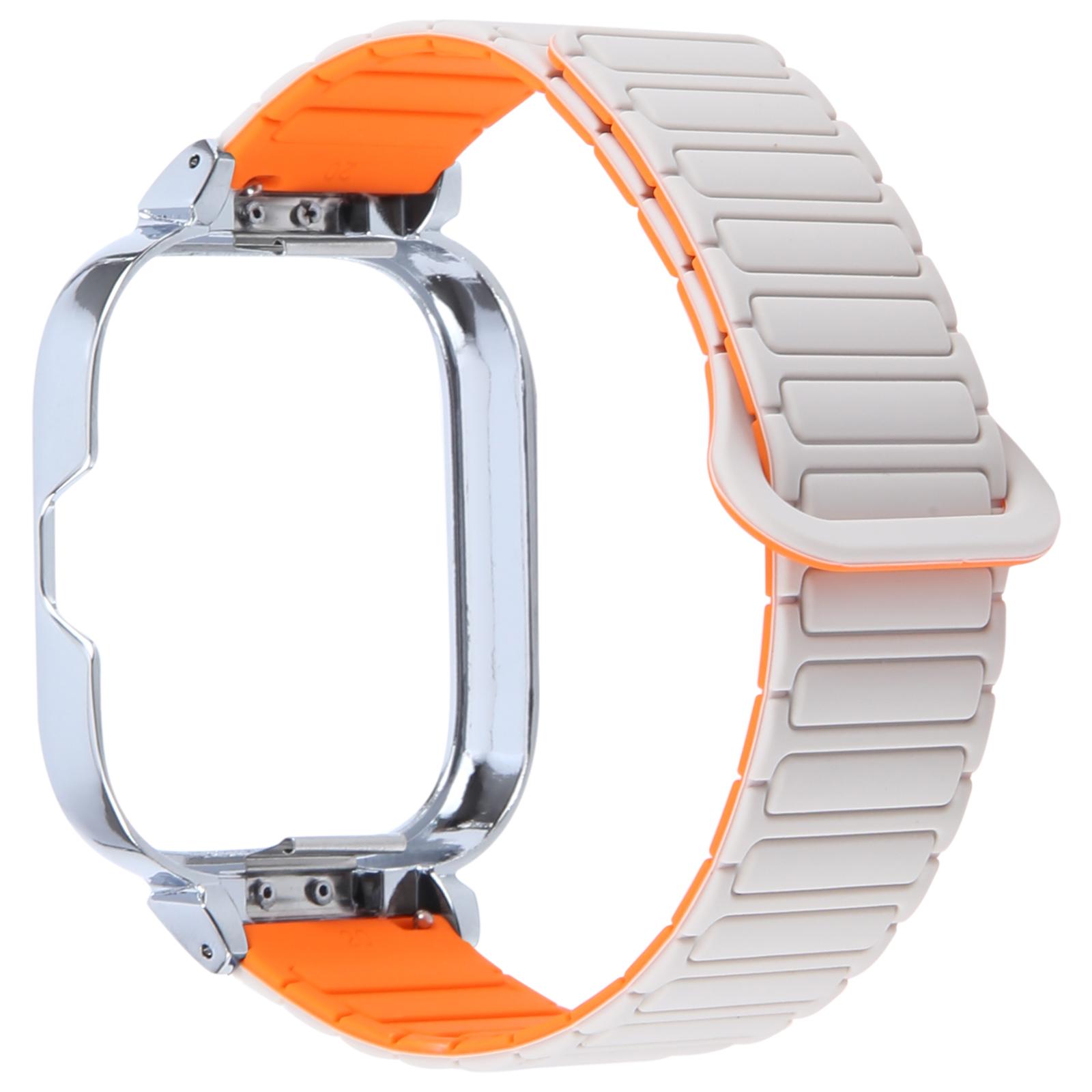 

Для Xiaomi Redmi Watch 5/4 Металева Срібляста Рамка Інтегрований Магнітний Силіконовий Ремінець для Годинника A