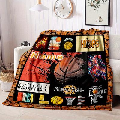 Basketball Theme Home Customize Your Name Blankets Comfortable Soft Lightweight Allseason Multipurpose Blanket For Picnics Sofas Offices Beds Living