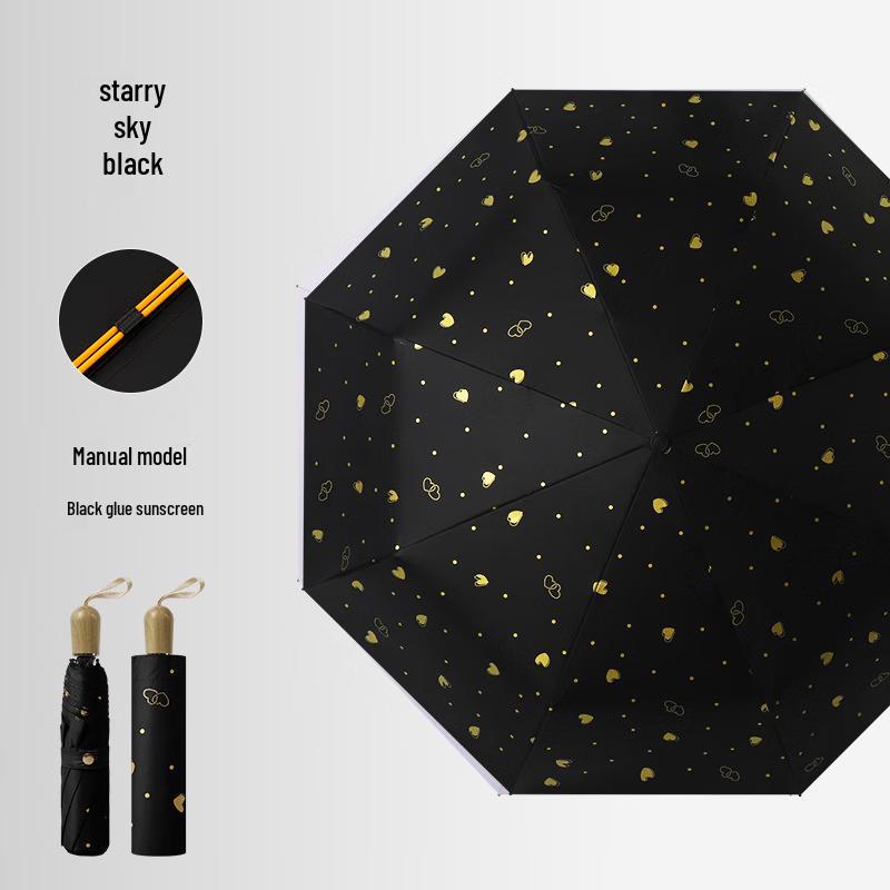 

Modern Black Coated Manual Folding UV Umbrella