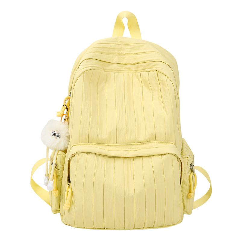Однотонный школьный рюкзак для женщин, большой емкости, студенческий рюкзак Small жёлтый