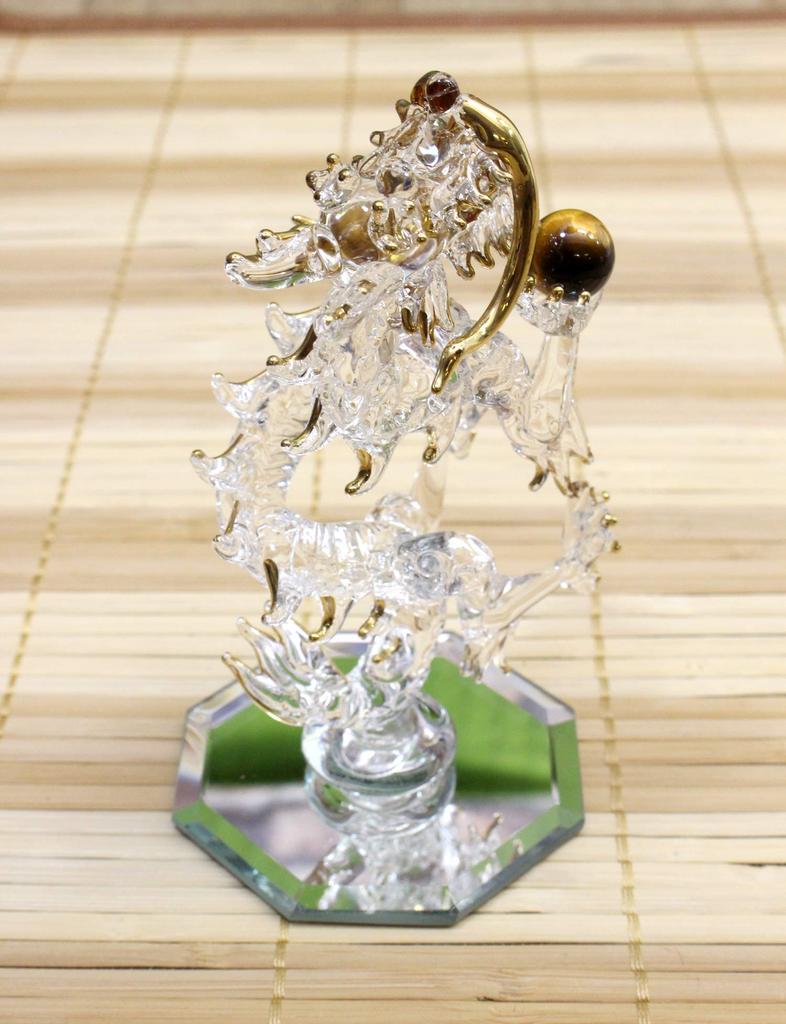 Four Cart Handmade Glass Dragon Small X Set [Fortune-bringing Dragon] 3-piece
