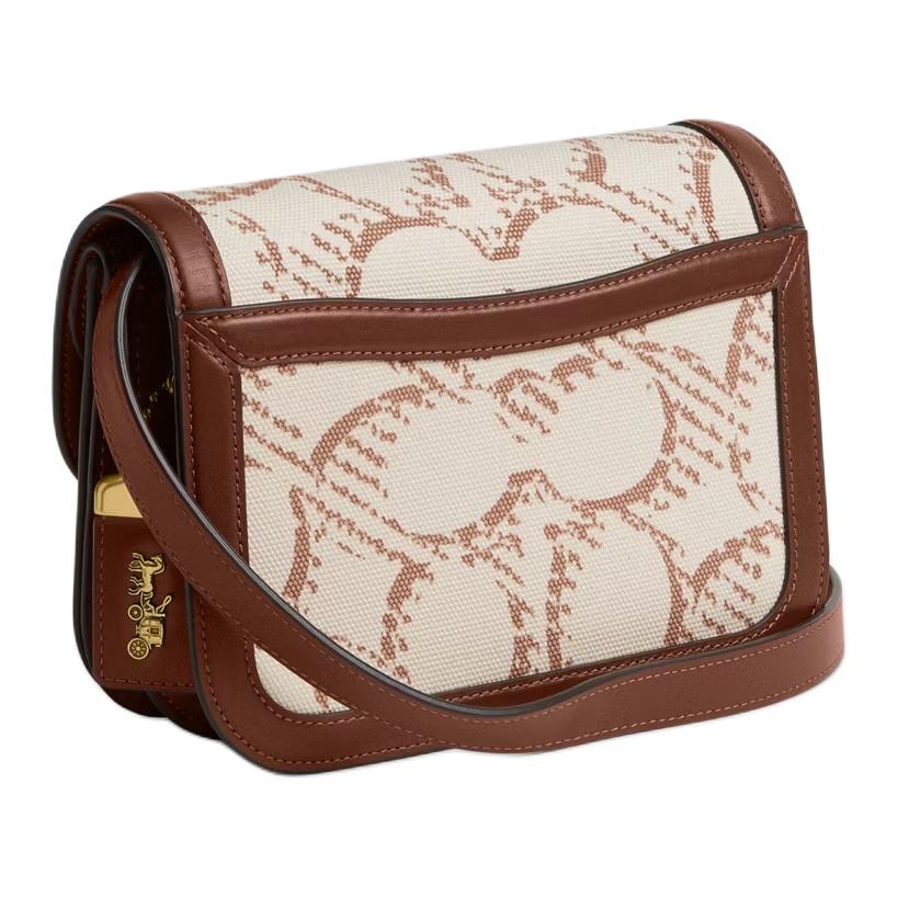 Coach Idol 21 Metal Logo Chain Shoulder Strap Signature Canvas And Leather Crossbody Bag Small Women Handbags Natural CAM11-B4NP