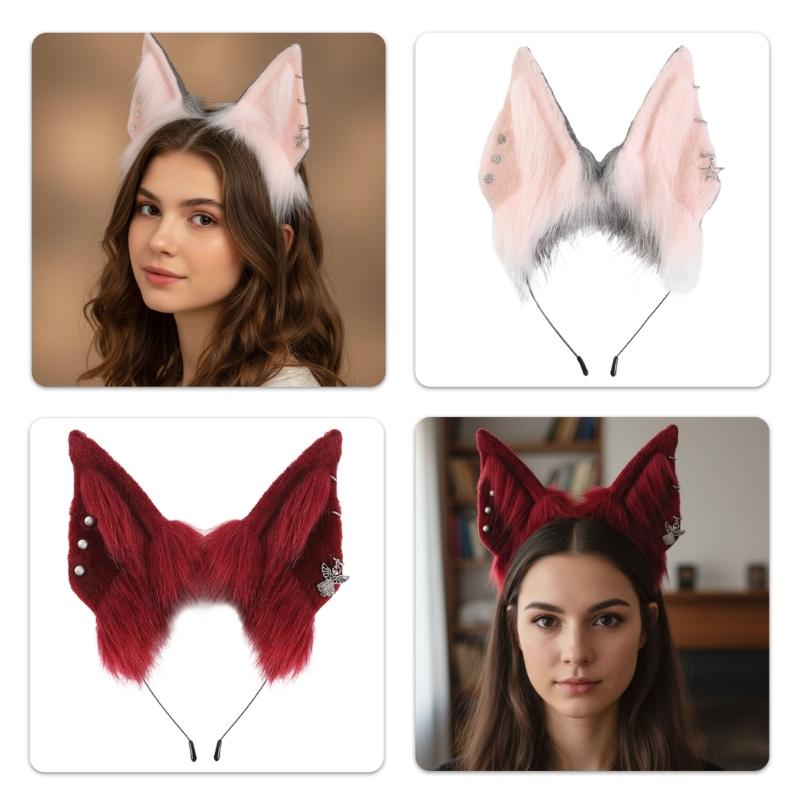 Accessori Orecchie di Gatto Orecchie in Finta Pelliccia Cerchietto per Capelli Fasce Pelose per Festa di Halloween ed Evento in Costume