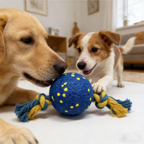Dog Ball Chew Toy Teeth Cleaning Toy Interactive Rope Knot Tug-of-War Toy for Small to Large Dogs Fetch Training
