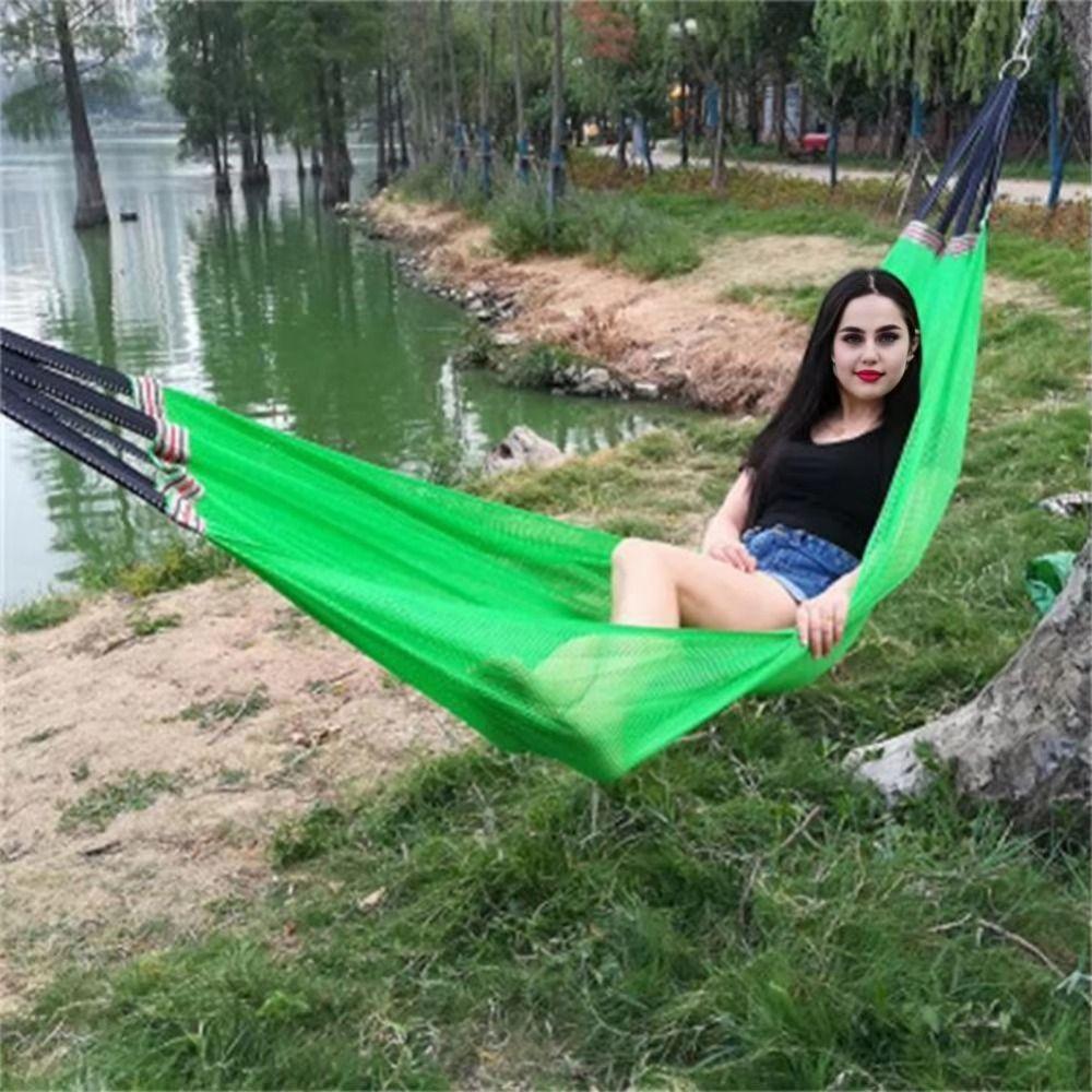 Breathable Ice Silk Hanging Bed Cooling Outdoor Camping Swing Thickened Mesh Hammock  Balcony