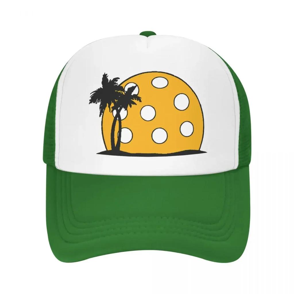 Pickleball Beach Sunset Foam Mesh Trucker Hat Casual Summer Breathable Meshback Sun Caps Adjustbale