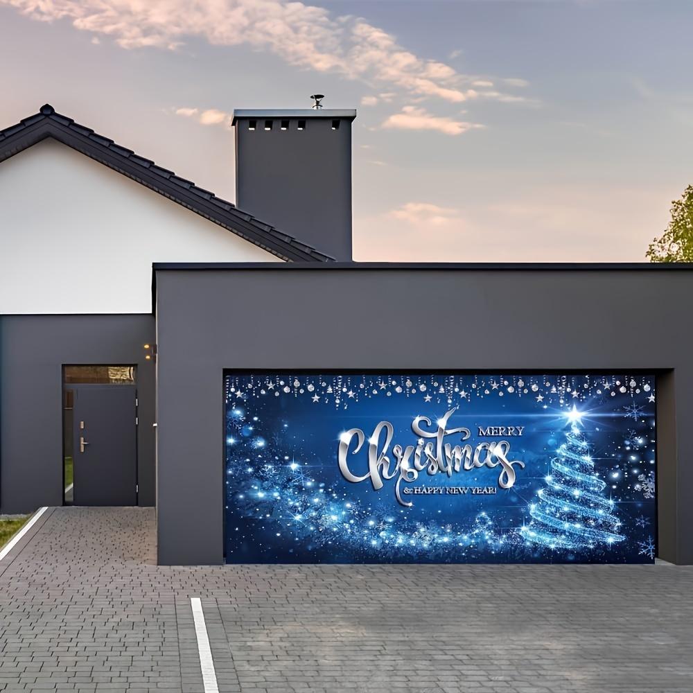 Christmas Decorated Banner Christmas Garage Door Decorations Large Blue Christmas Garage Door Cover Banner Background