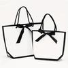 10pcs Ribbon Bow White Pardboard Paper Tote Gift Bags with Handles Shopping Party Wedding Party Birthday Retail Bags