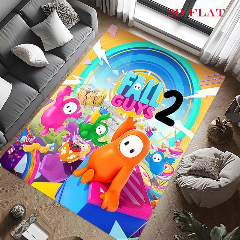 Fall Guys Teppich für Wohnzimmer Schlafzimmer Zuhause Sofadekoration, Rutschfeste Bodenmatte für Kinder