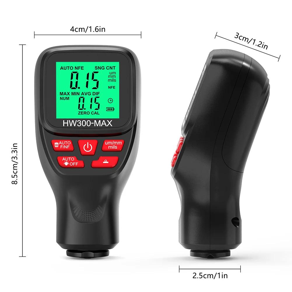 Automotive Thickness Gauge HW-300 PRO MAX Mini Car Paint Thickness Meter Electroplate Metal Coating Thickness Gauge 0-2000UM