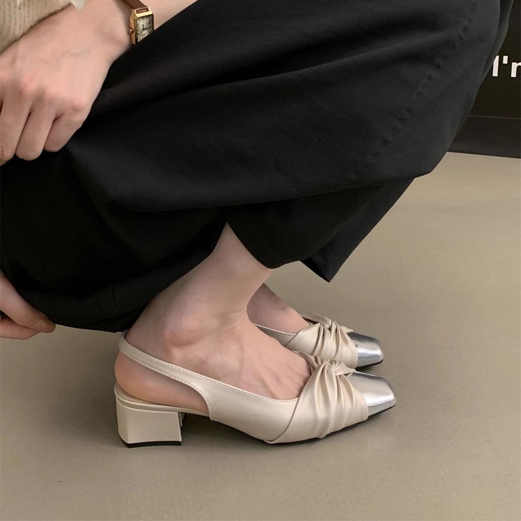 Mode-Sandalen mit eckiger Zehenpartie und Knöchelriemen für Damen, Stiletto-High Heels, spitze Absätze, Schuhe mit Ein-Wort-Schnalle, Pantoletten, Sexy Heels, Sandalen