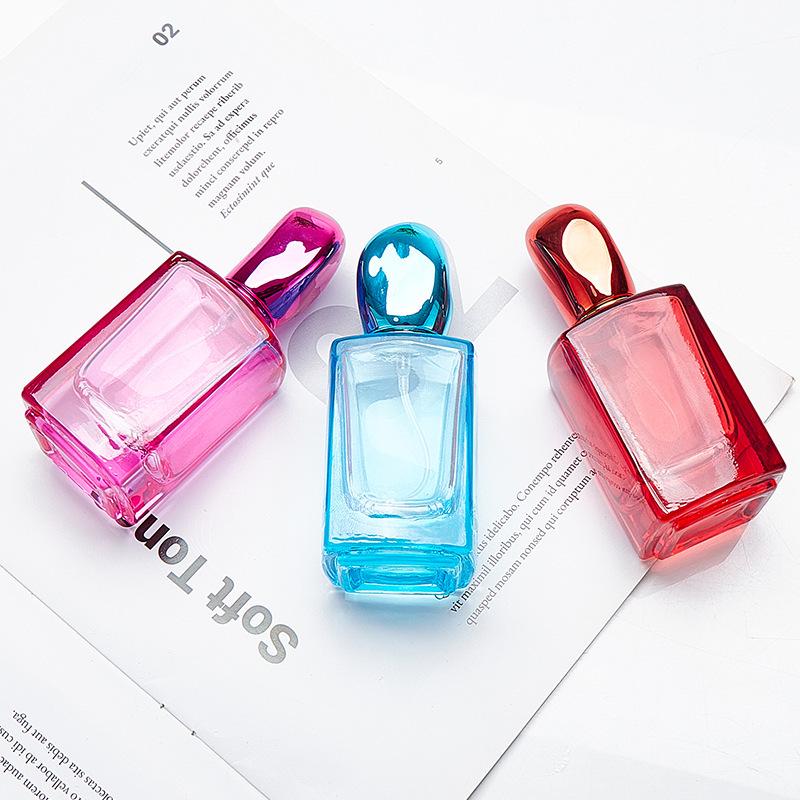 Portable Square Glass Perfume Bottles, 30ml & 50ml, Colored and Spray Dispensing
