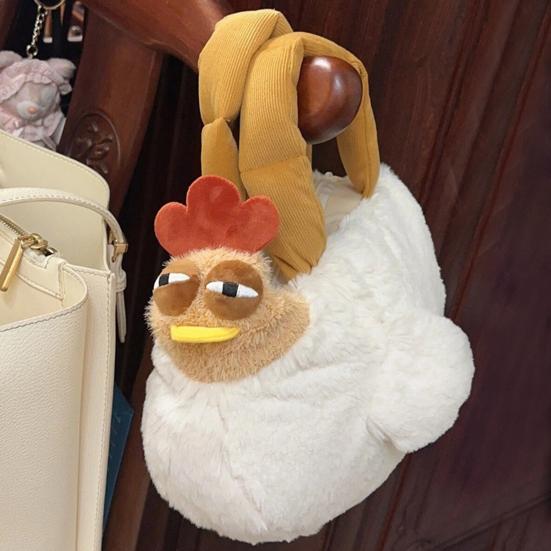 Fuzzy Chicken Purse Cute Chicken Shoulder Bag Fluffy Plush Hen Animal Prank Gift Handbag Kawaii Stuffed