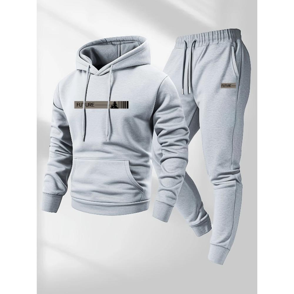 Men's Two-piece Set Casual-neck Long-sleeved Hooded Sweatshirt and Sport Pants Set Suitable for Winter and Autumn Sportswear Set