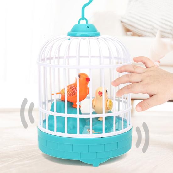 Kids Birdcage Toy with Sound Light Flapping Wings Detachable Hook Voice Control Funny Toddlers Educational Simulated Bird Model Toy Boys Girls Gift